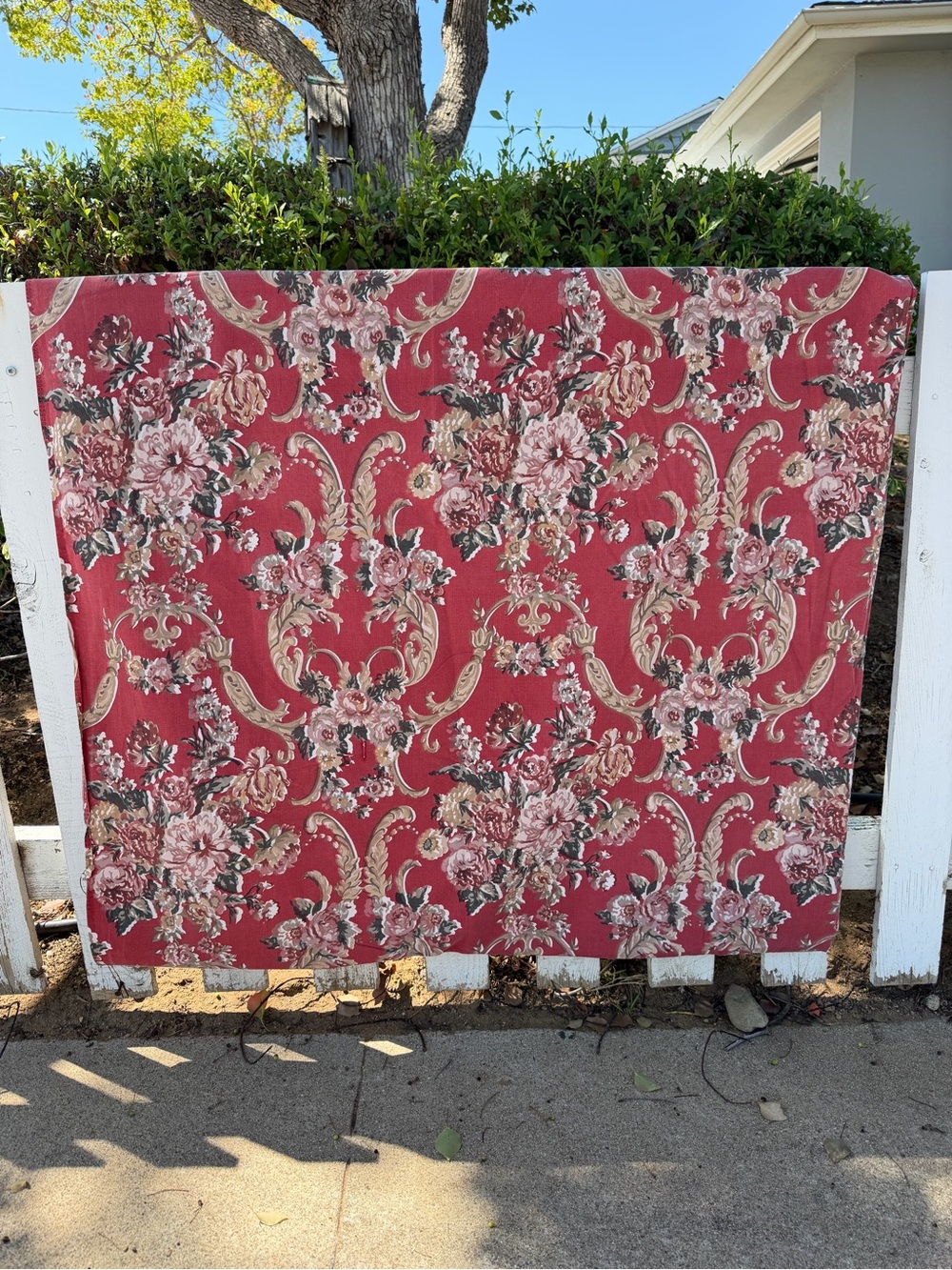 Vintage Red Floral Sheet Ralph Lauren Danielle Marseilles? Full Cutter or Repair